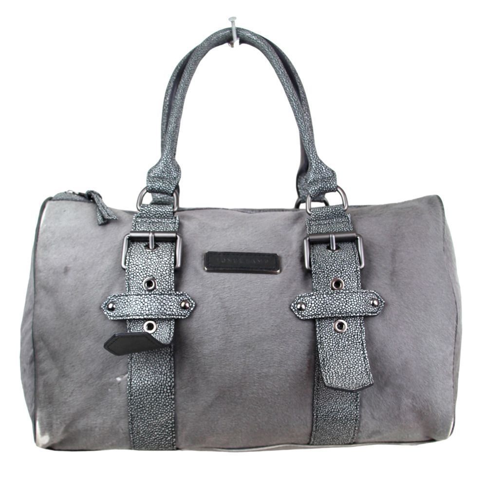LONGCHAMP KATE MOSS GRAY GENUINE LEATHER PONY HAIR SATCHEL SHOULDER BAG HANDBAG